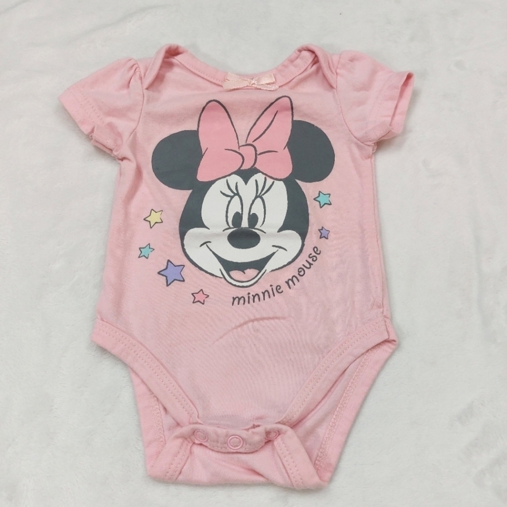 DISNEY INFANT GIRLS PINK MINNIE MOUSE SHORT SLEEVE BODY SUIT SIZE 0-3 MONTHS